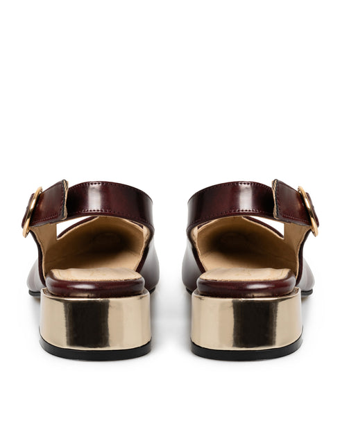 Zapatilla Vino Slingback Tacón Oro 3527